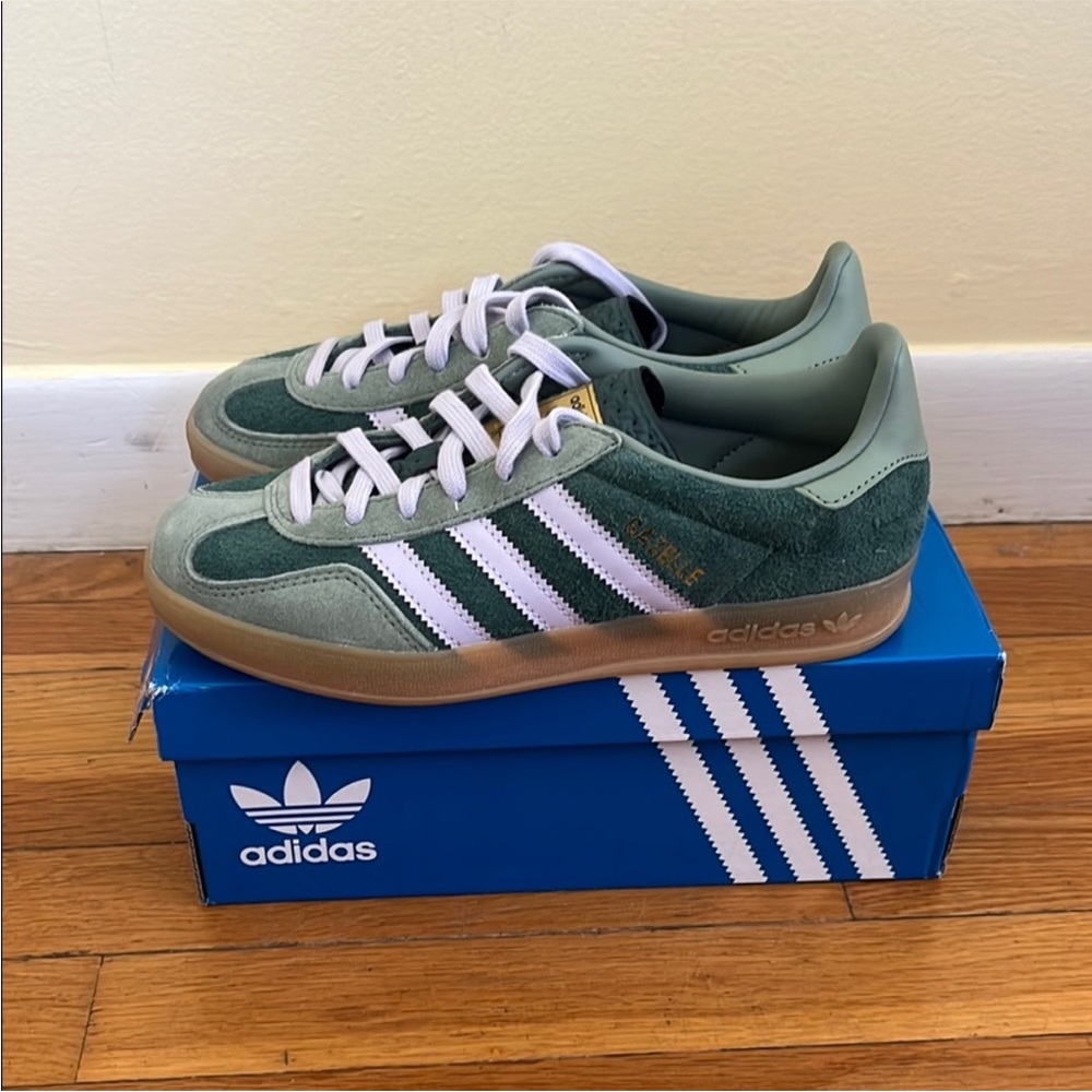 Adidas Olive and White Sneakers